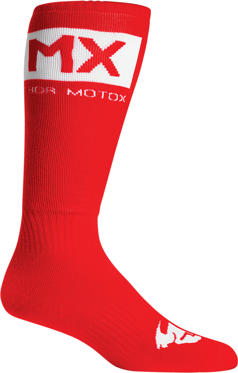 MX Solid Socks - Red/White - Size 6-9 - Lutzka's Garage