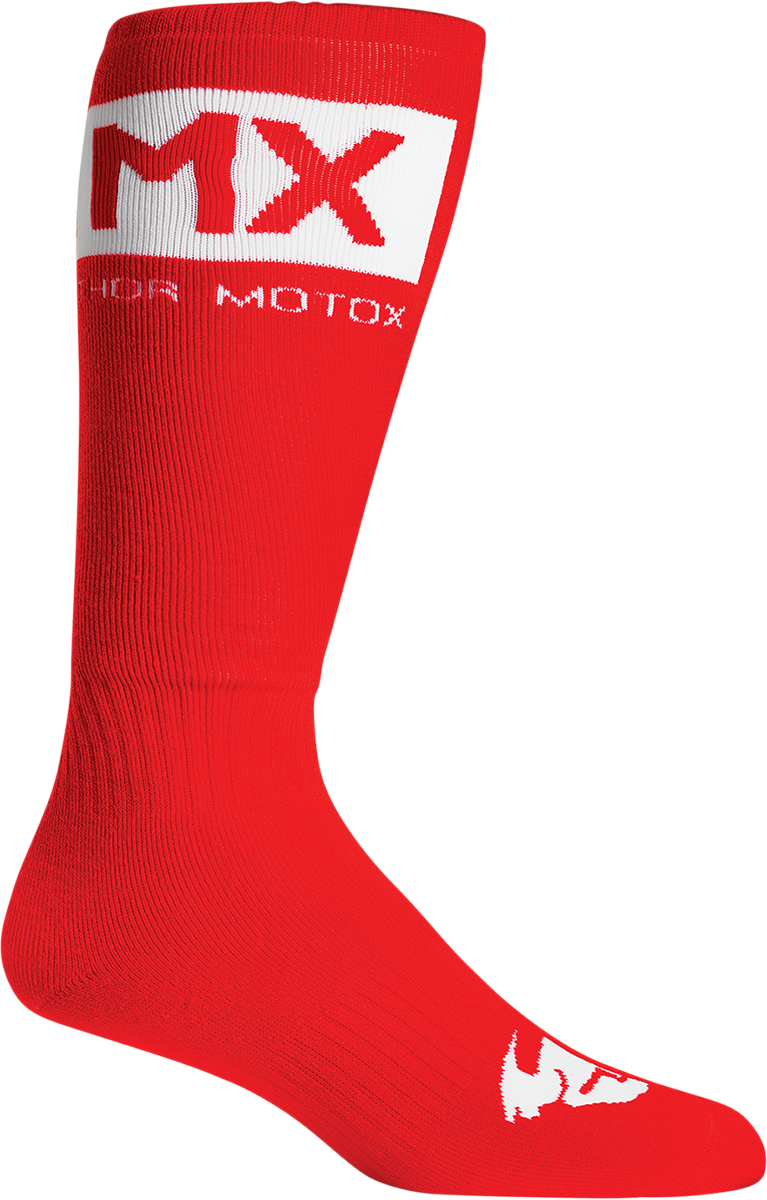 MX Solid Socks - Red/White - Size 10-13 - Lutzka's Garage