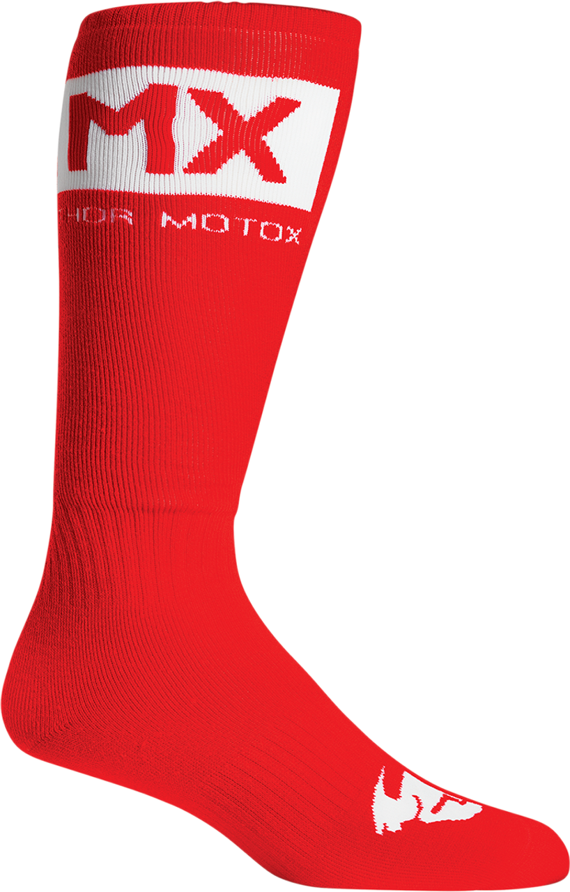 Youth MX Solid Socks - Red/White - Size 1-6 - Lutzka's Garage