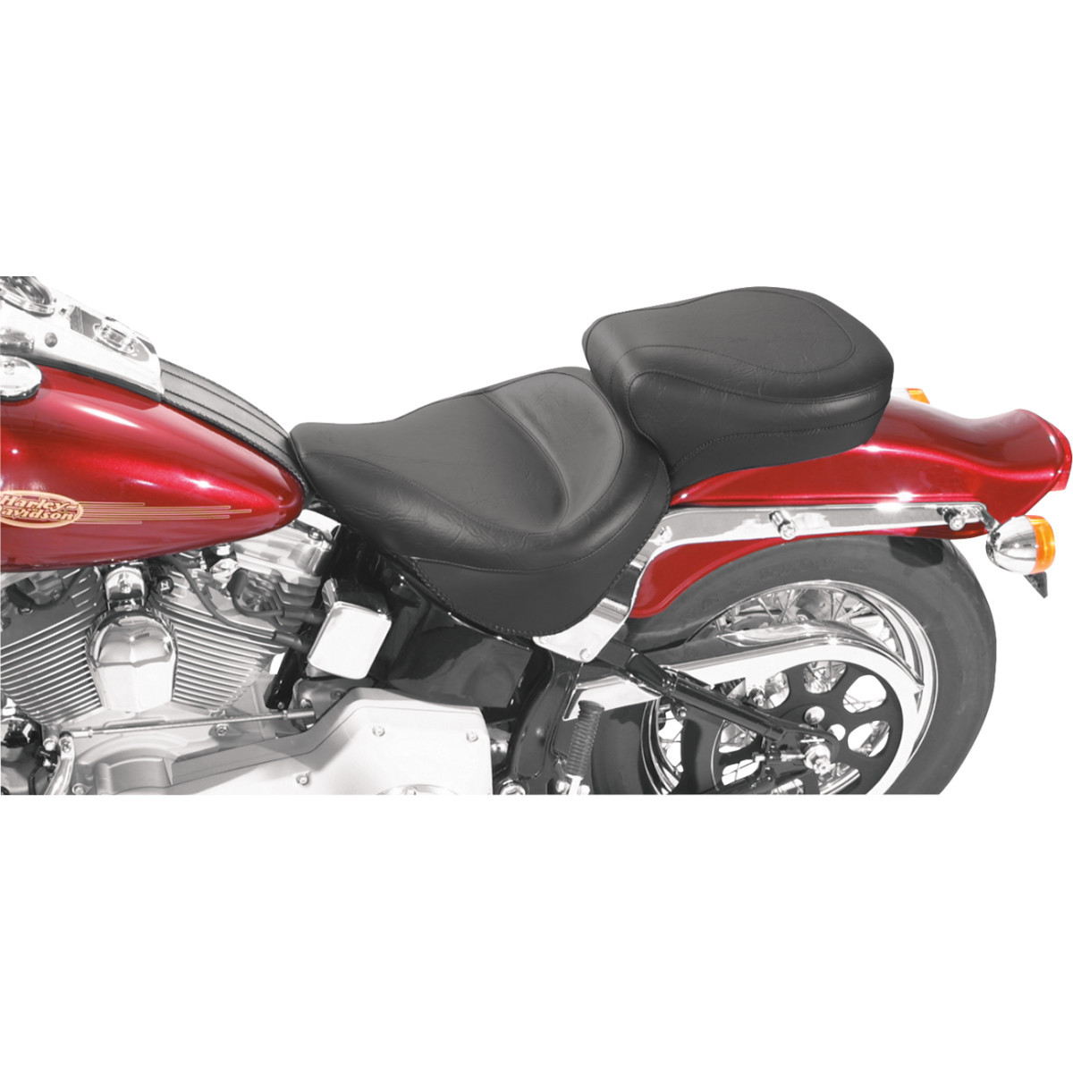 Mustang #75073 - Vintage Style Seat - Wide - Smooth - Black - FXST/FLST