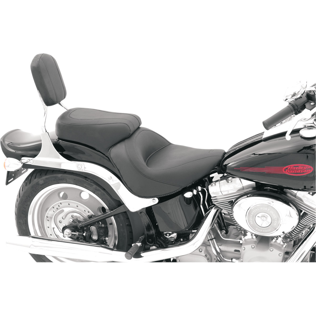 Mustang #76400 - Vintage Style Seat - Standard - Smooth - Black - FXST