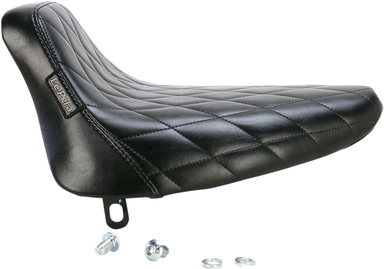 Le Pera #LN-007DM - Bare Bones Solo Seat - Diamond Stitch - Black - Softail '84-'99