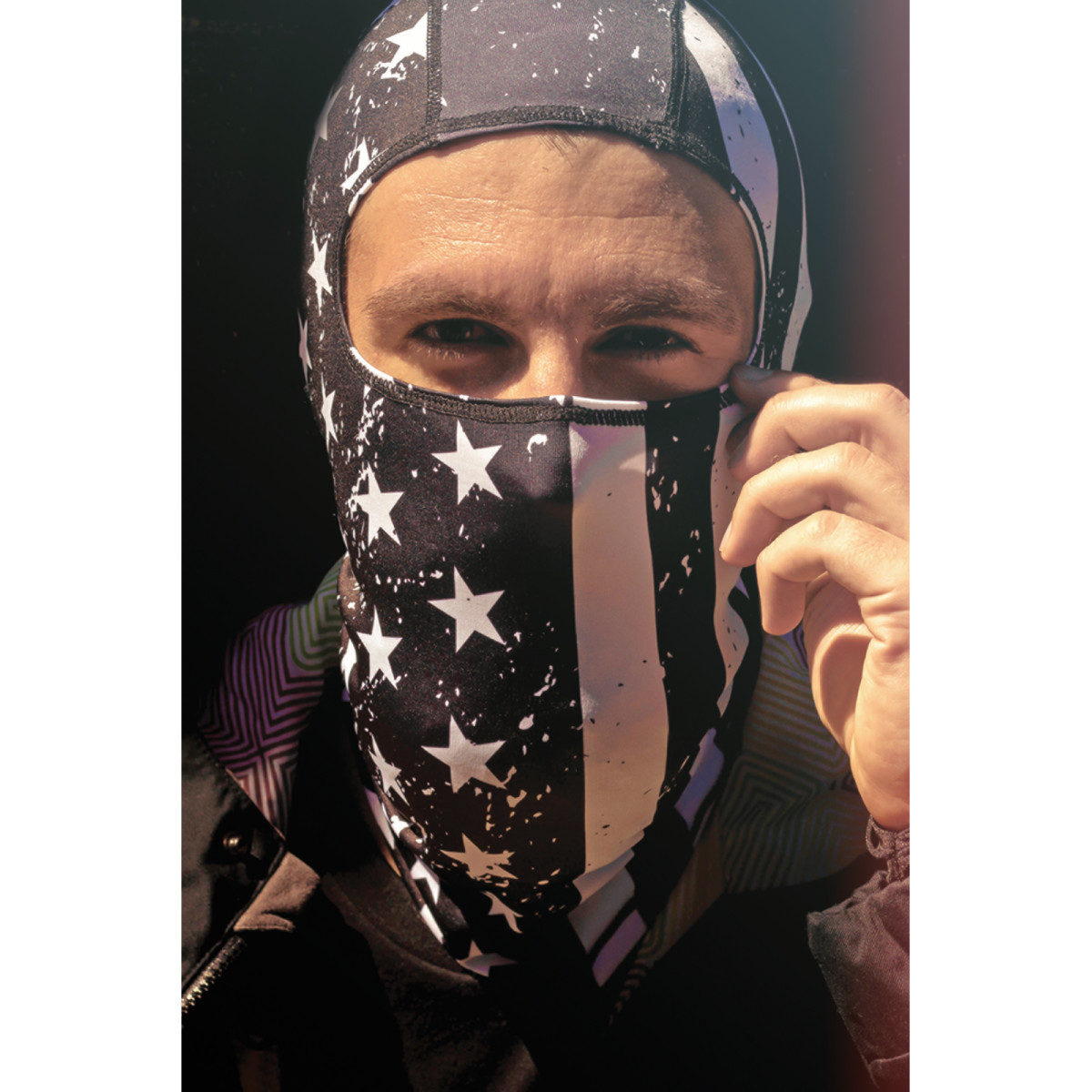 ZAN Headgear #WBP091 - Balaclava - Black/White - Flag