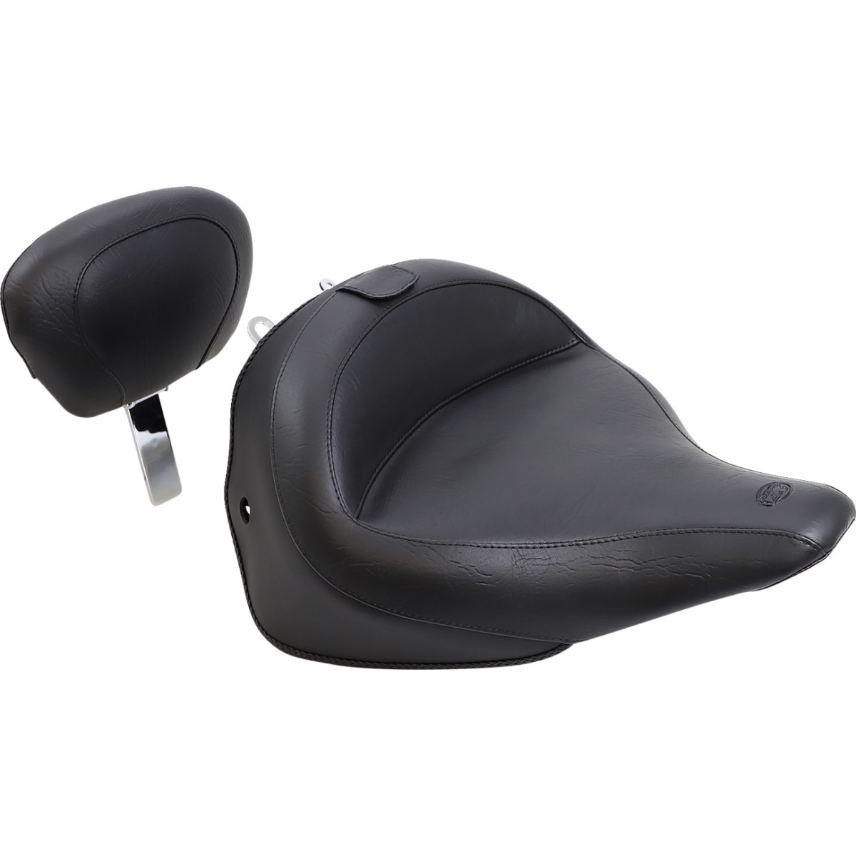 Mustang #79914 - Wide Solo Seat - With Backrest - Vintage - Black - Smooth - FLSTN '05-'17