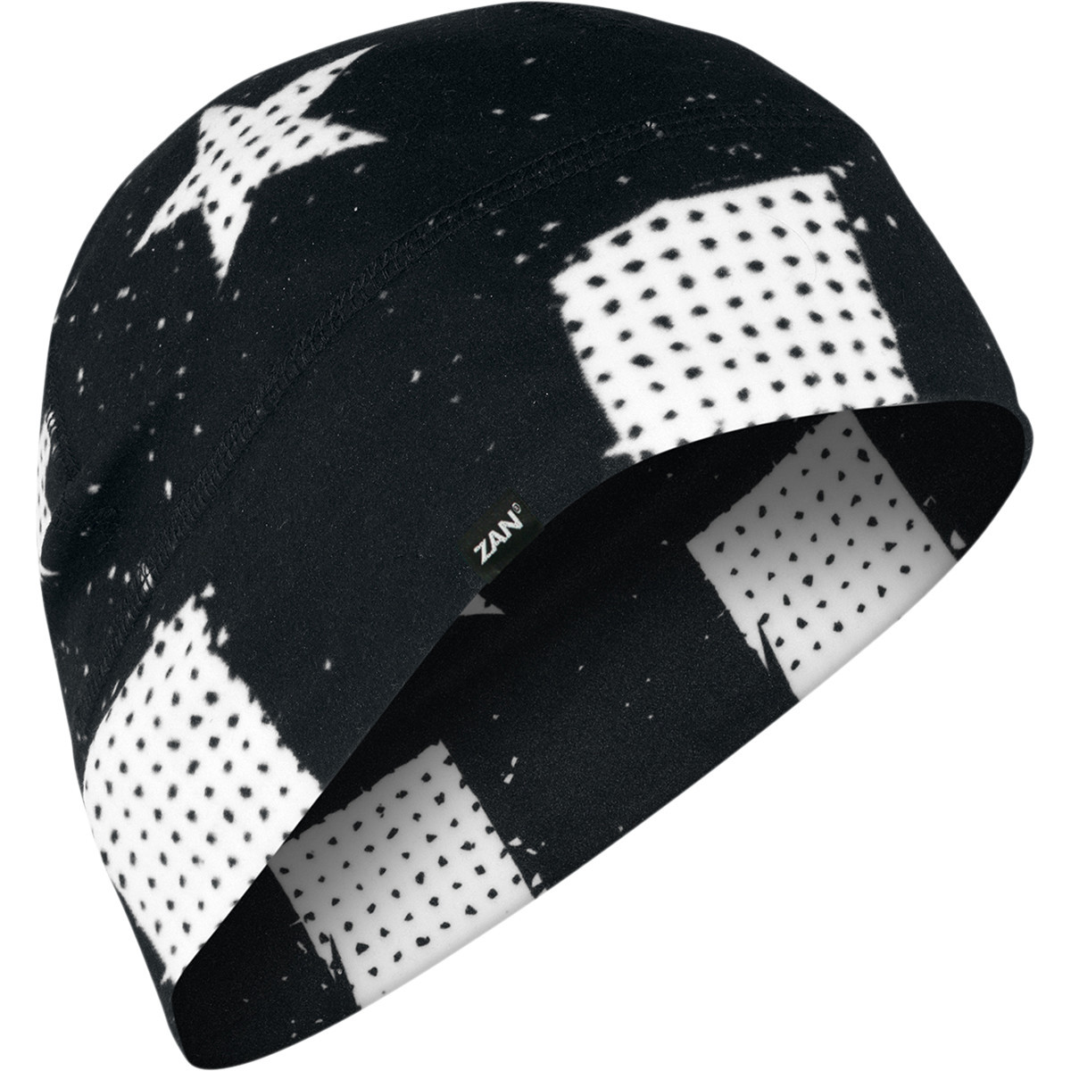 ZAN Headgear #WHLL091 - SportFlex® Beanie - Black & White Flag