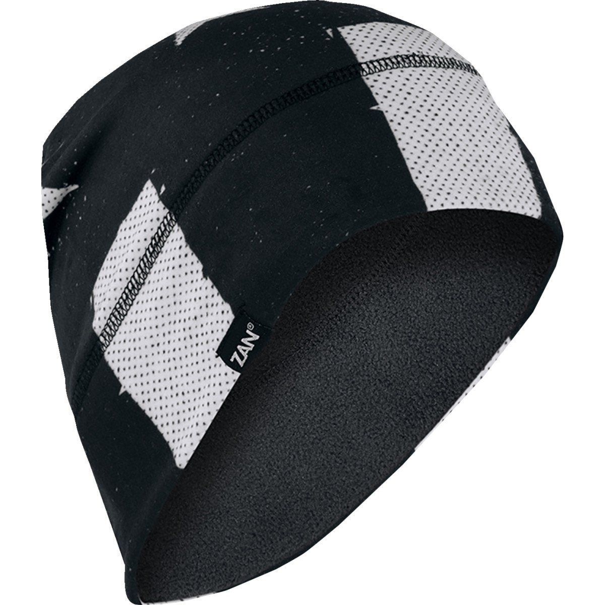 ZAN Headgear #WHLF091 - SportFlex® Fleece Beanie - Black/White Flag