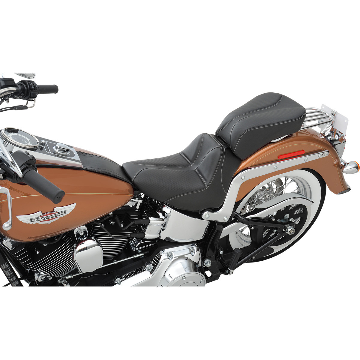 Saddlemen #806-15-0042 - Dominator Solo Seat - w/o Backrest - Black w/ Gray Stitching - FLSTC/N '06-'17