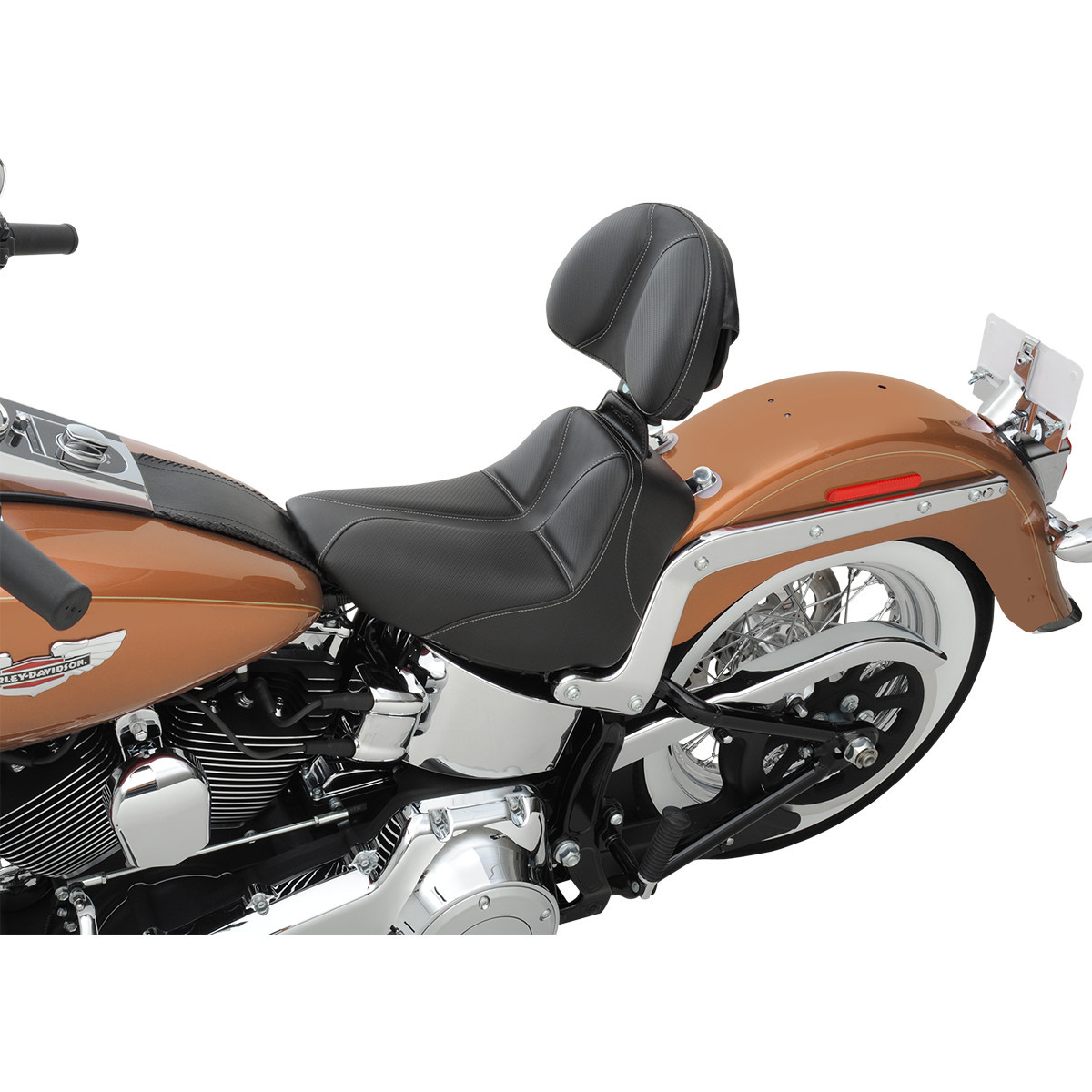 Saddlemen #806-15-0042 - Dominator Solo Seat - w/o Backrest - Black w/ Gray Stitching - FLSTC/N '06-'17