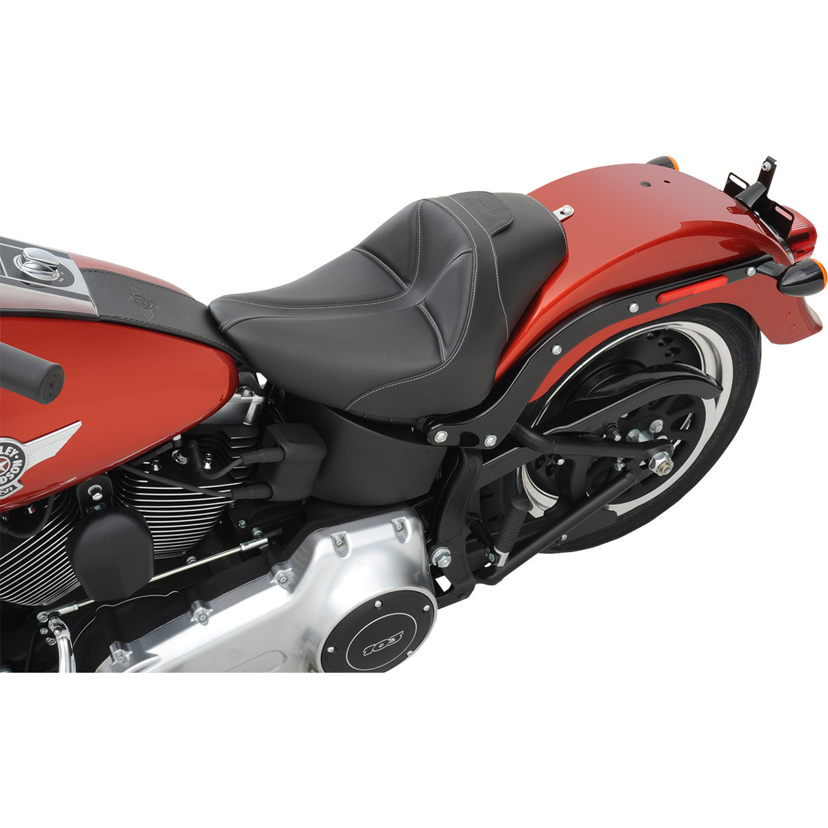 Saddlemen #806-12-0042 - Dominator Solo Seat - w/o Backrest - Black w/ Gray Stitching - FL/FX '06-'17