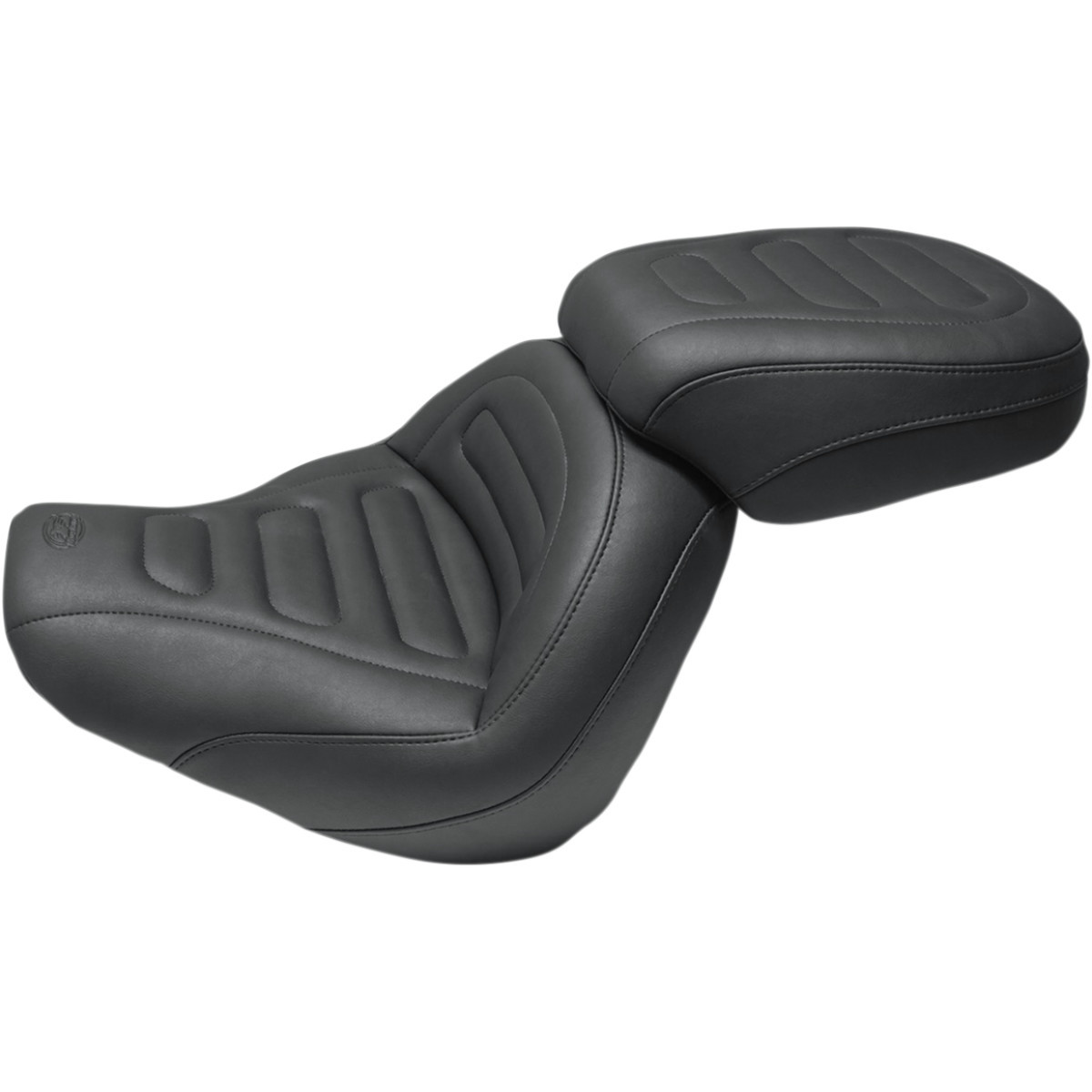 Mustang #75887 - Max Profile Solo Touring Seat - without Driver Backrest - Black - Trapezoid Stitch - FXFB/FXFBS
