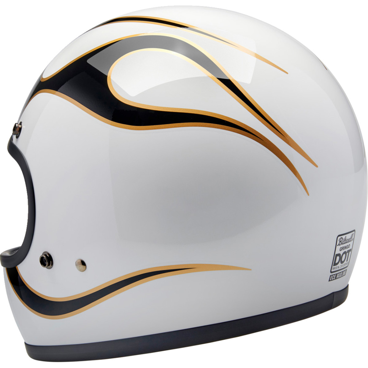 Biltwell #1002-561-506 - Gringo Helmet - Flames - White/Black - 2XL