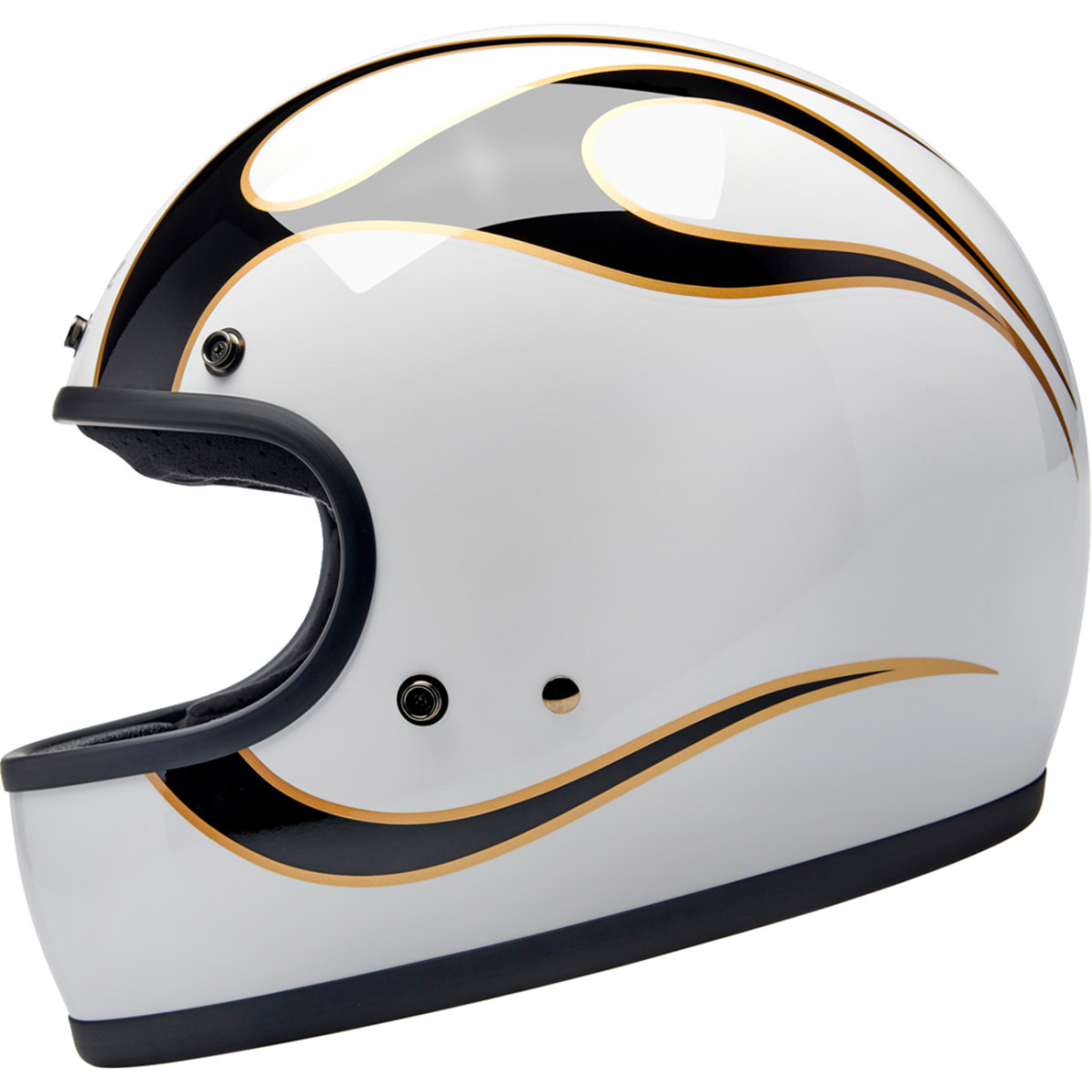 Biltwell #1002-561-506 - Gringo Helmet - Flames - White/Black - 2XL