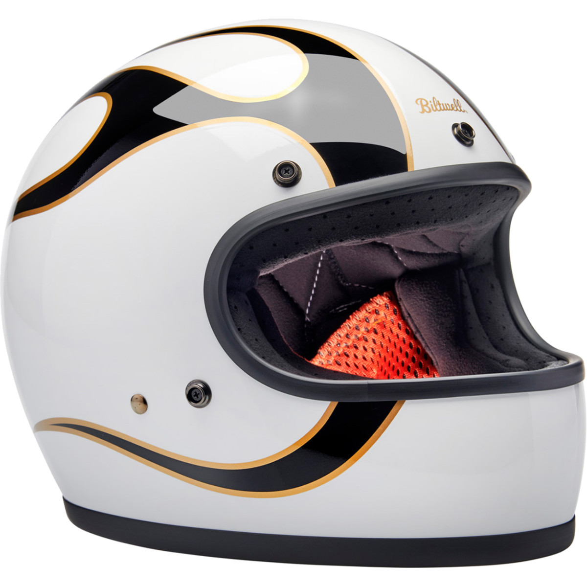 Biltwell #1002-561-506 - Gringo Helmet - Flames - White/Black - 2XL