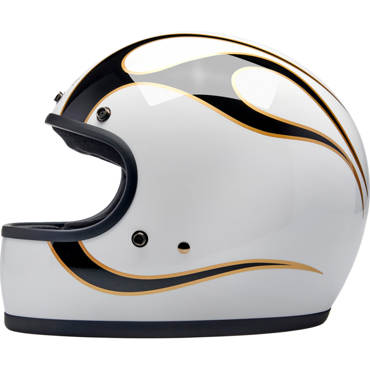 Biltwell #1002-561-506 - Gringo Helmet - Flames - White/Black - 2XL