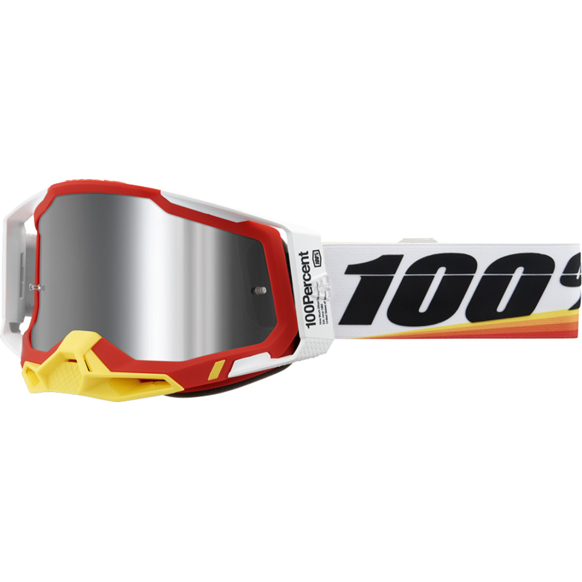 100% #50010-00016 - Racecraft 2 Goggle - Arsham Red - Silver Flash Mirror Lens