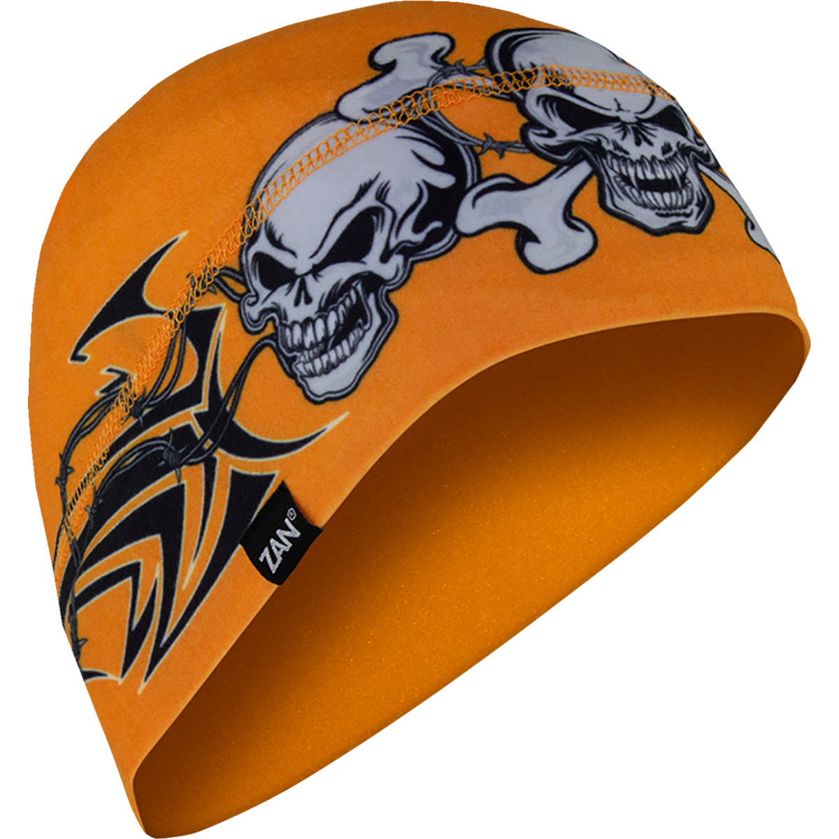 ZAN Headgear #WHLL669 - SportFlex® Beanie - Orange Tribal Skull