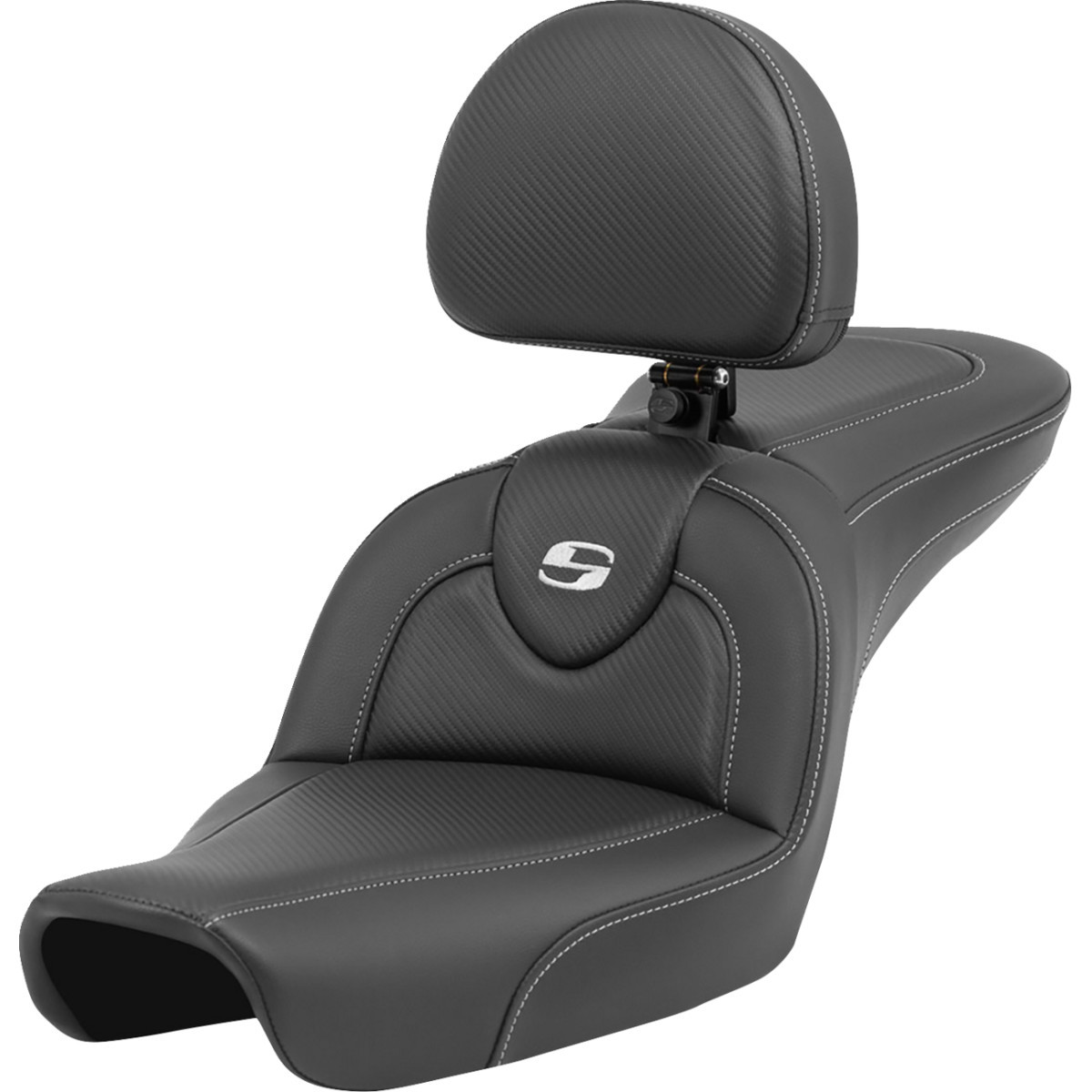 Saddlemen #896-04-185BR - Roadsofa™ Seat - Carbon Fiber - with Backrest - FXD '96-'03