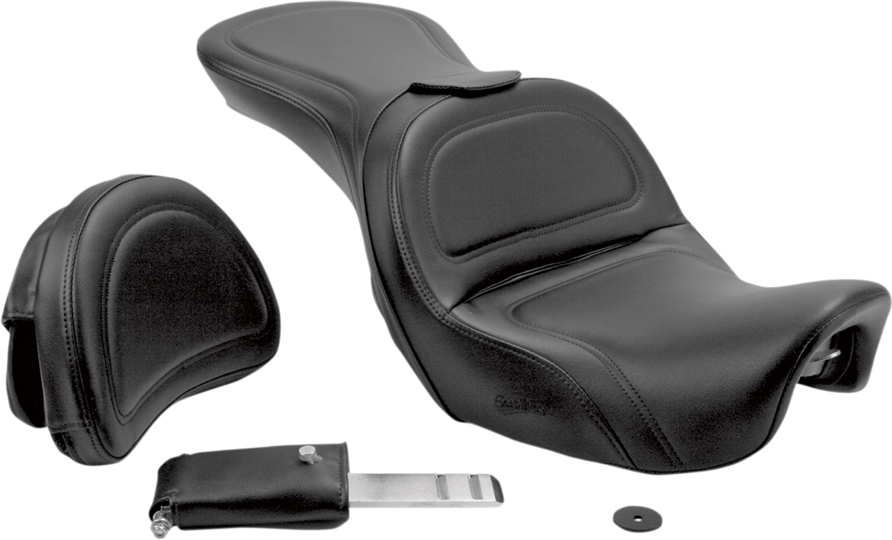 Saddlemen Seat - Explorer - With Backrest - Stitched - Black - Dyna