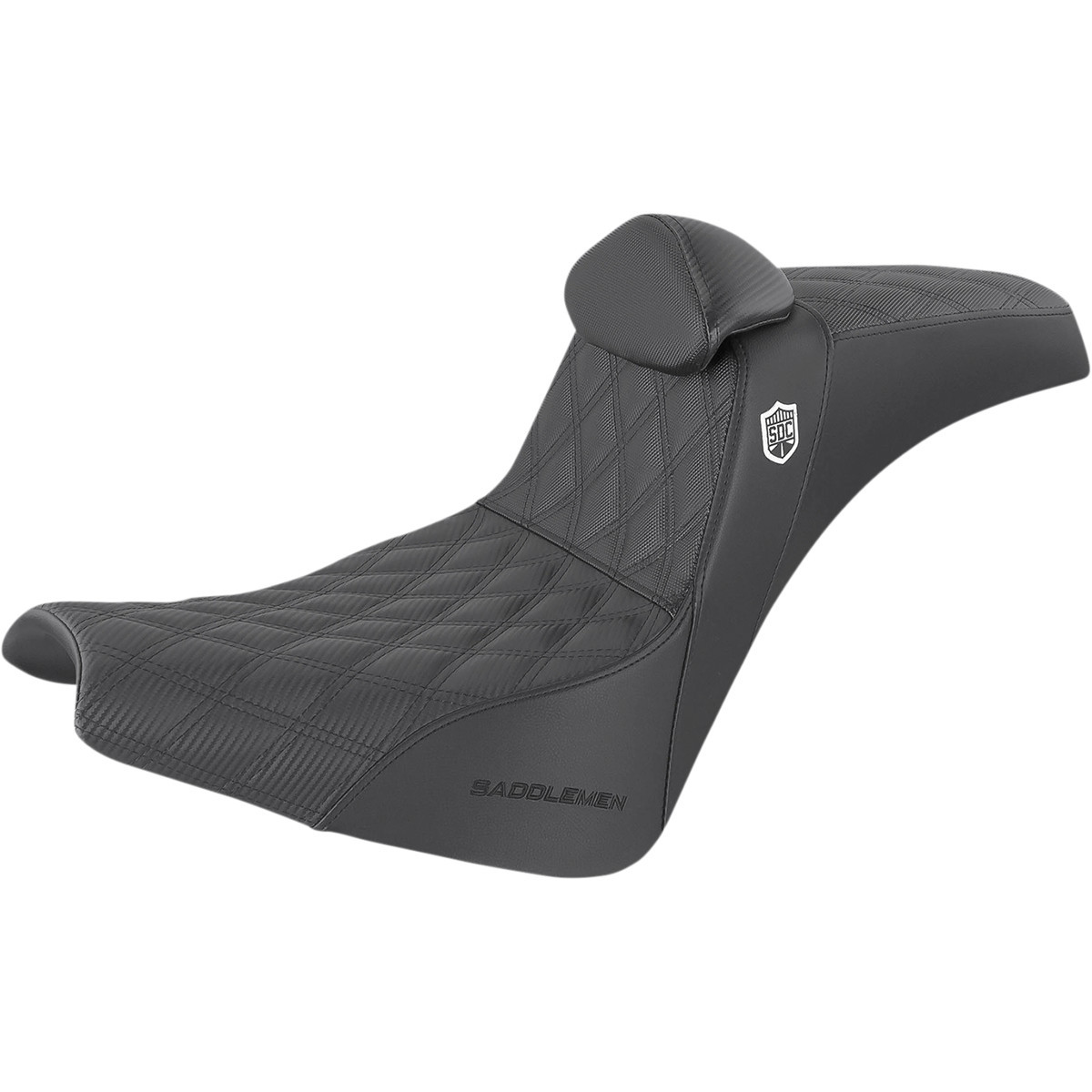 Saddlemen #SC81830DB0 - Pro Series SDC Performance Seat - w/ Backrest - Lattice Stitch/Lumbar Gripper - FX/FL '18-'24