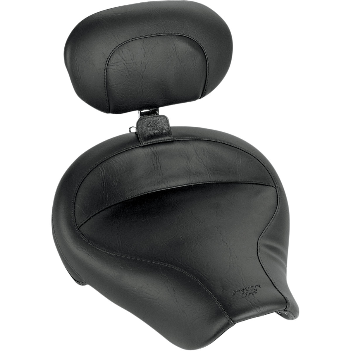 Mustang #79129 - Wide Solo Seat - With Backrest - Vintage - Black - Smooth - FXDWG '96-'03