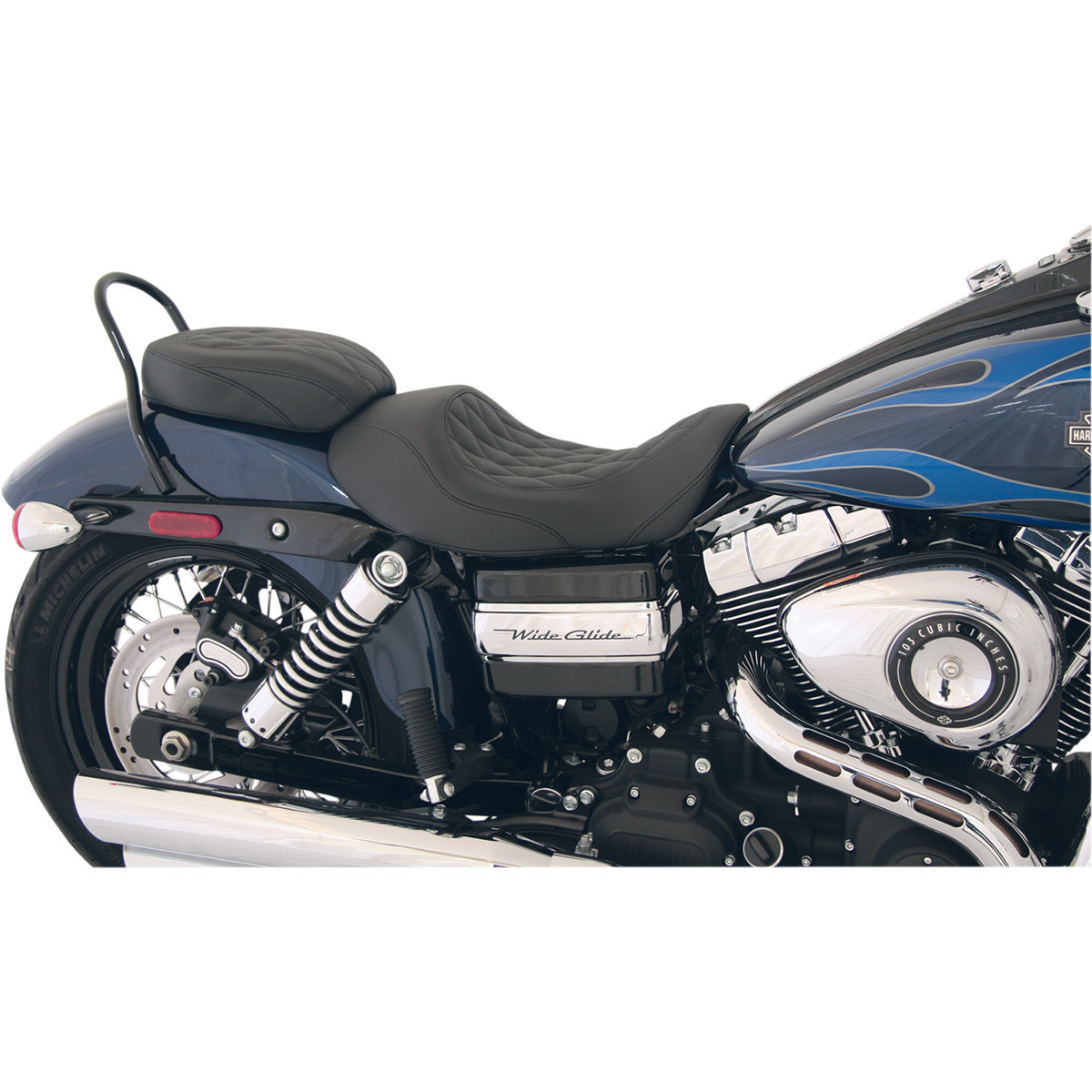 Mustang #76710 - Forward Wide Tripper Solo Seat - Diamond - Black - Dyna '06-'17