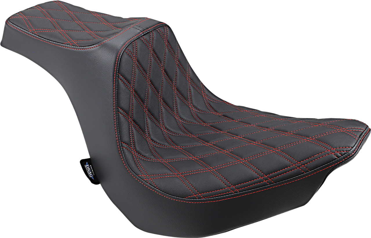 Drag Specialties Predator III Seat - Double Diamond - Red Stitching - FLFB/S 18-22