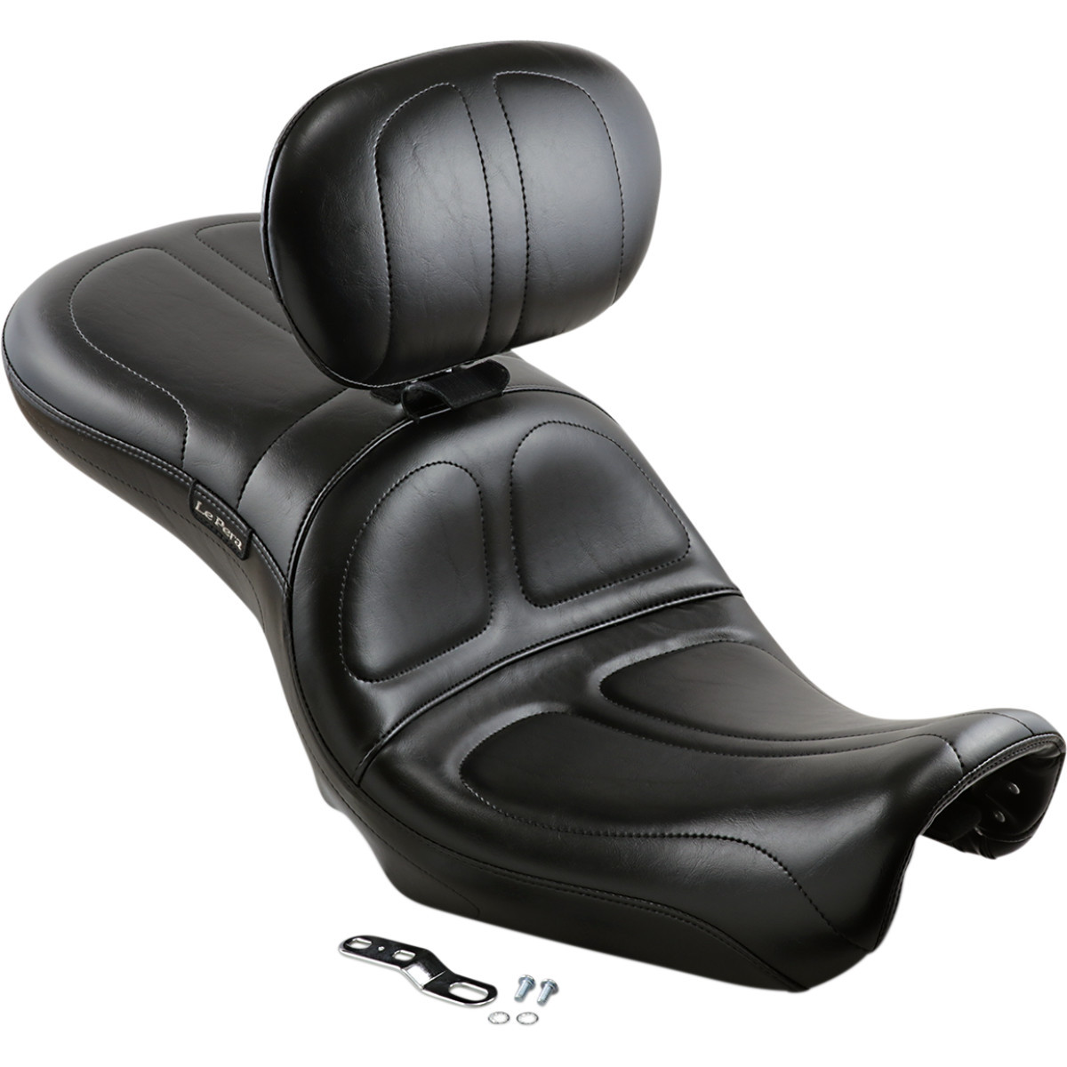 LE Pera #LK-970BR - Maverick Seat - with Backrest - Stitched - Black - FLD/FXD '06-'17