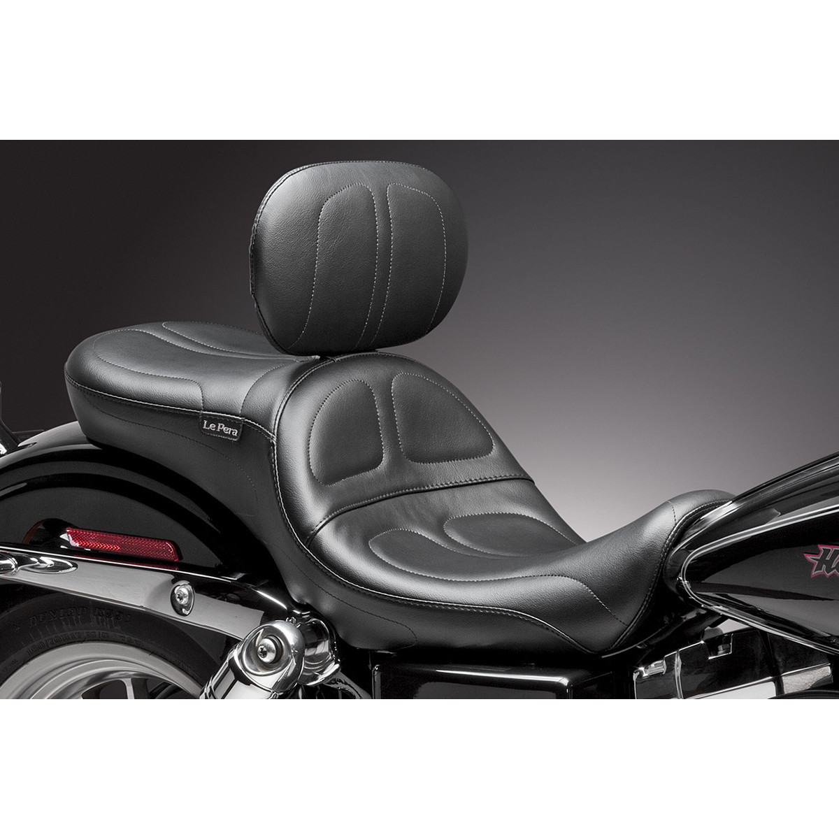 LE Pera #LK-970BR - Maverick Seat - with Backrest - Stitched - Black - FLD/FXD '06-'17
