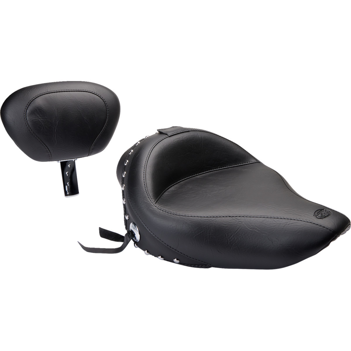 Mustang #79437 - Wide Solo Seat - With Backrest - Black - Studded w/ Concho - XL '04-'21