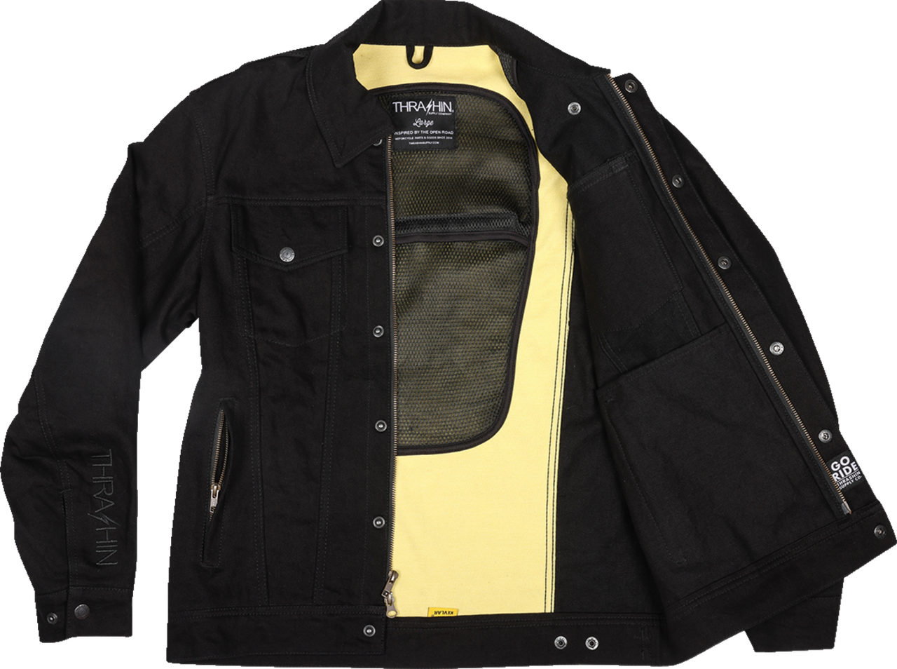 Thrashin #TMJ-10-09 - Highway v2 Denim Riding Jacket - Black - Medium