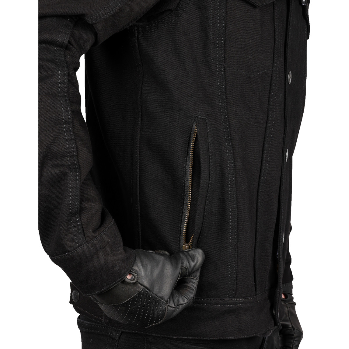 Thrashin Supply CO. #TMJ-10-09 - Highway v2 Denim Riding Jacket - Black - Medium