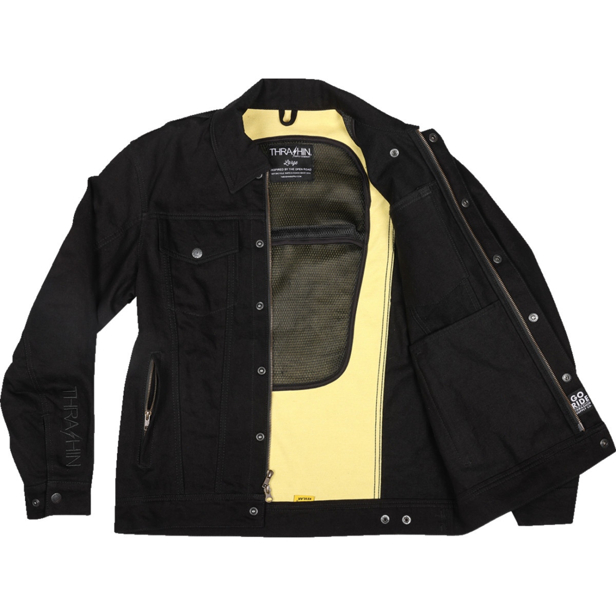 Thrashin Supply CO. #TMJ-10-09 - Highway v2 Denim Riding Jacket - Black - Medium