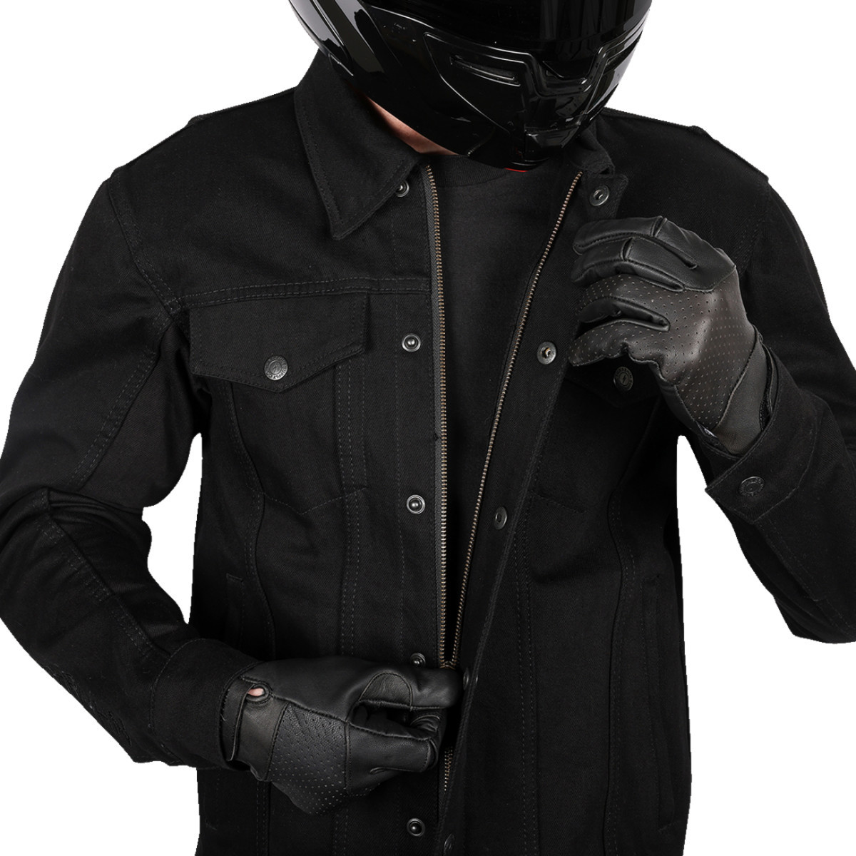 Thrashin Supply CO. #TMJ-10-12 - Highway v2 Denim Riding Jacket - Black - 2XL