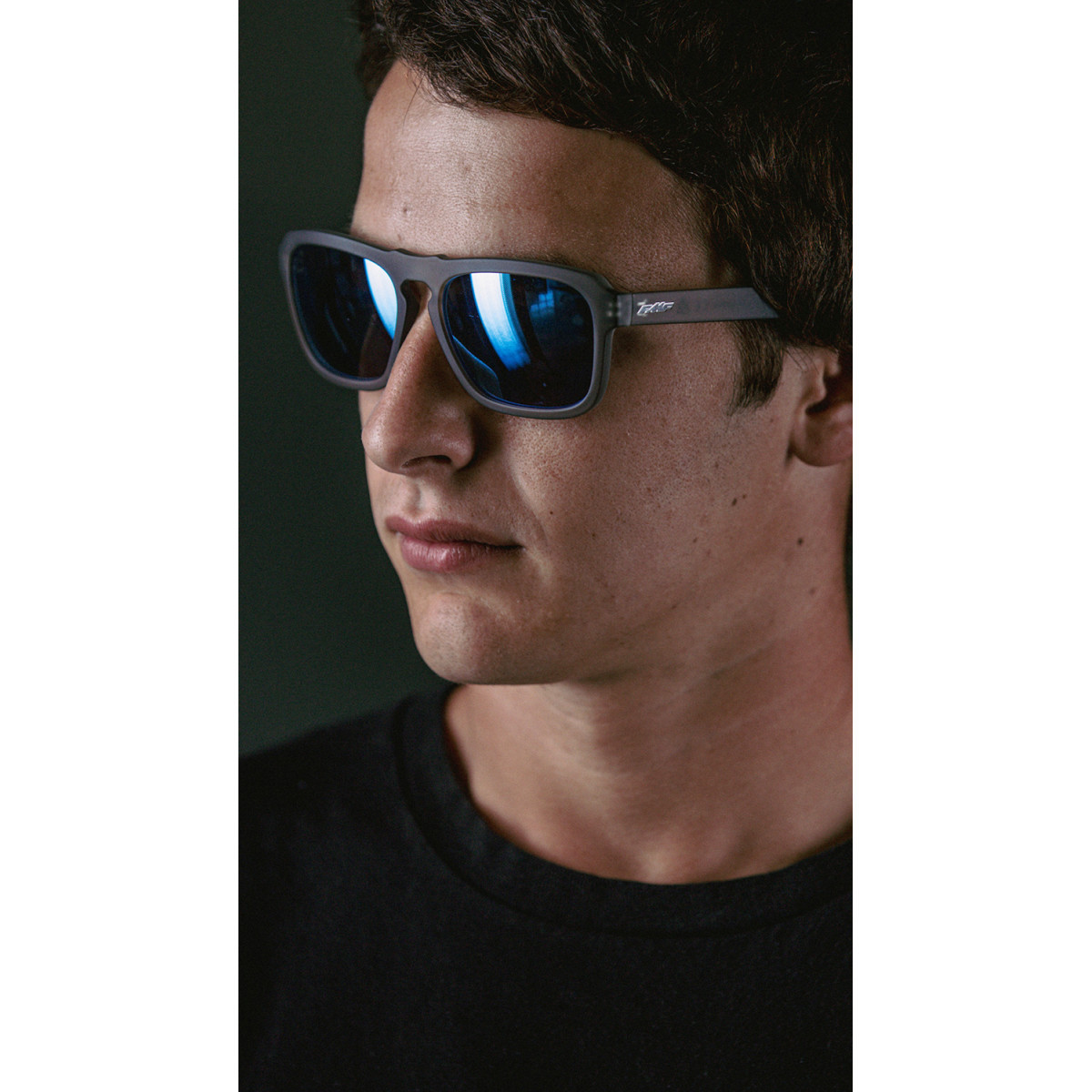 FMF #F-61508-250-01 - Emler Sunglasses - Matte Crystal Smoke - Blue Mirror Lens