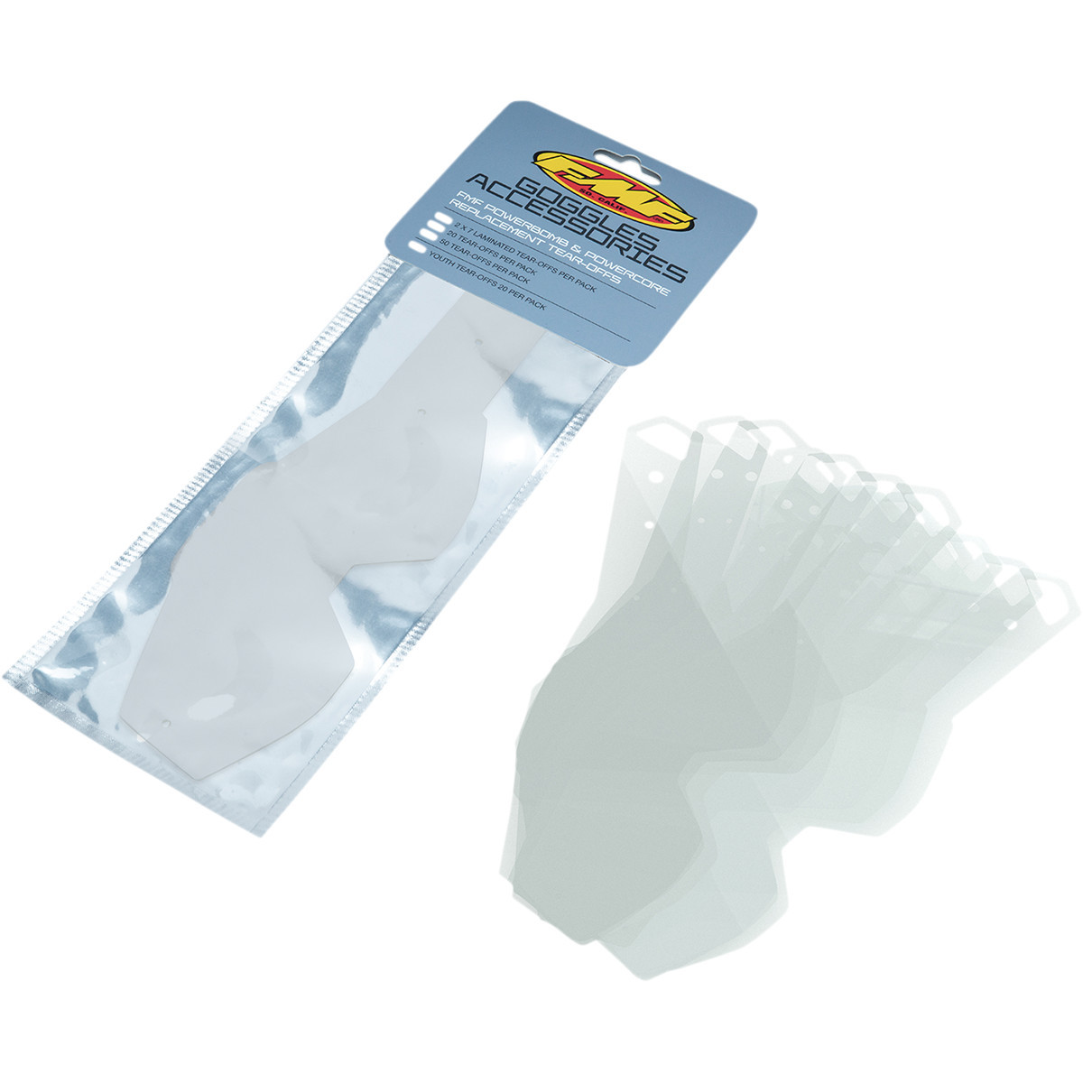 FMF #F-59019-00001 - Youth PowerBomb/PowerCore Tear-Offs - Standard - 20 Pack