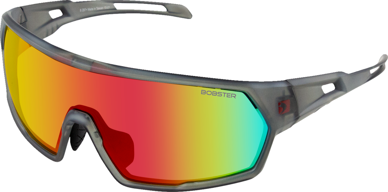 Bobster Speed Sunglasses - Matte Clear Gray - Smoke Crimson Mirror