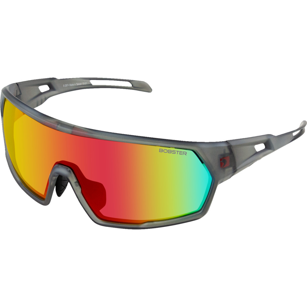 Bobster #BSPE01 - Speed Sunglasses - Matte Clear Gray - Smoke Crimson Mirror Lens