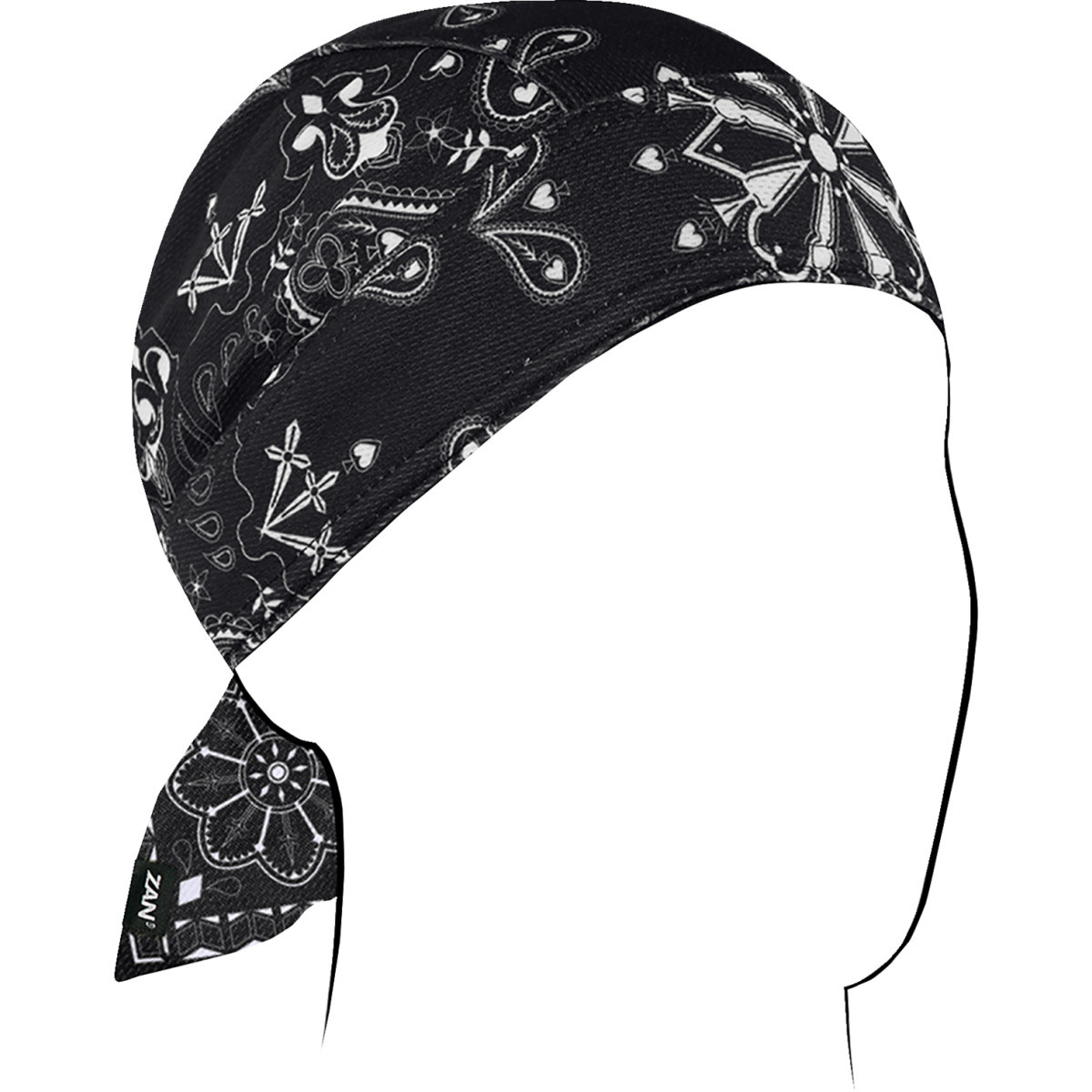 ZAN Headgear #ZM001 - Flydanna® Micro-Mesh Polyester Headwrap - Black Paisley