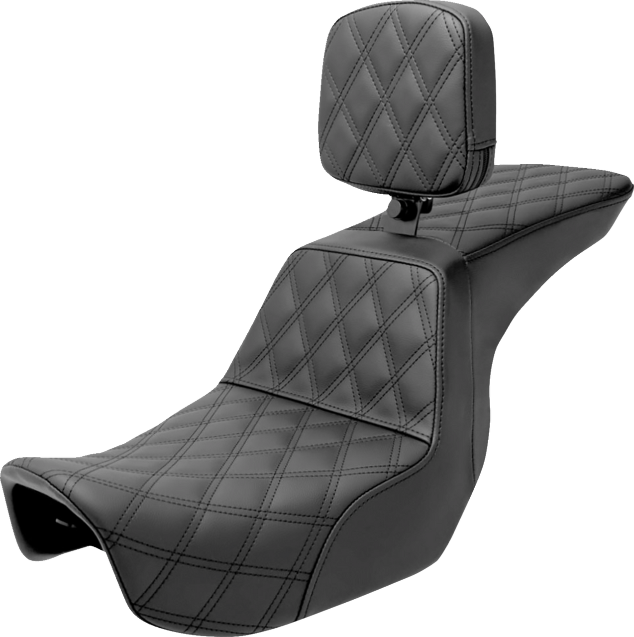 Saddlemen Tour Step Up Seat - Rider Backrest - Full Lattice Stitch - Dyna 06-17