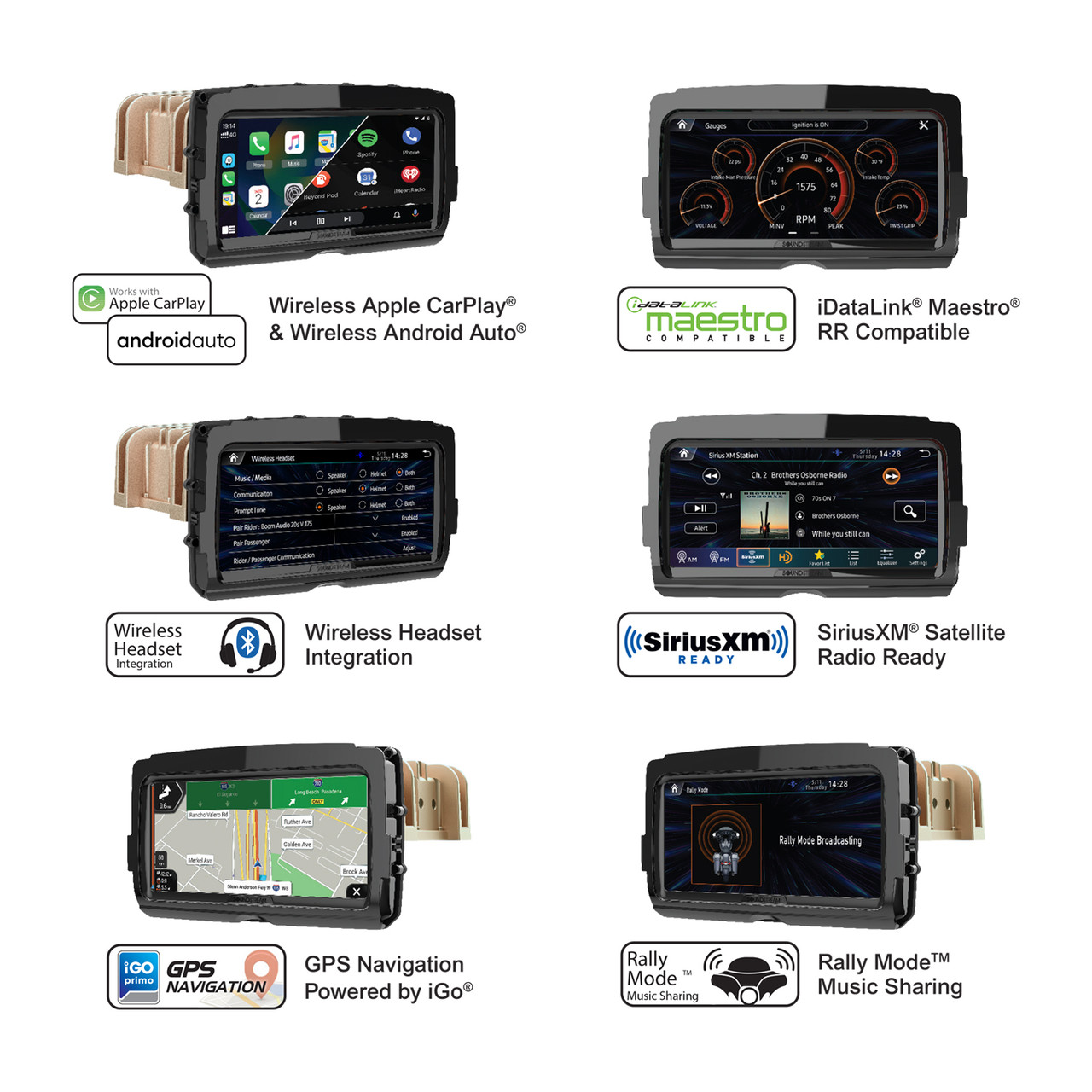 Soundstream V2 Advanced Plug-n-Play Head Unit For 2014+ Harley-Davidson® Touring Motorcycles...