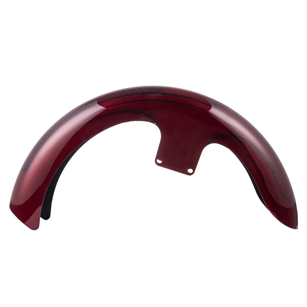 Hard Candy Hot Rod Red Flake Ravager Series Airbrushed 19" Reveal Wrapper Hugger Front Fender