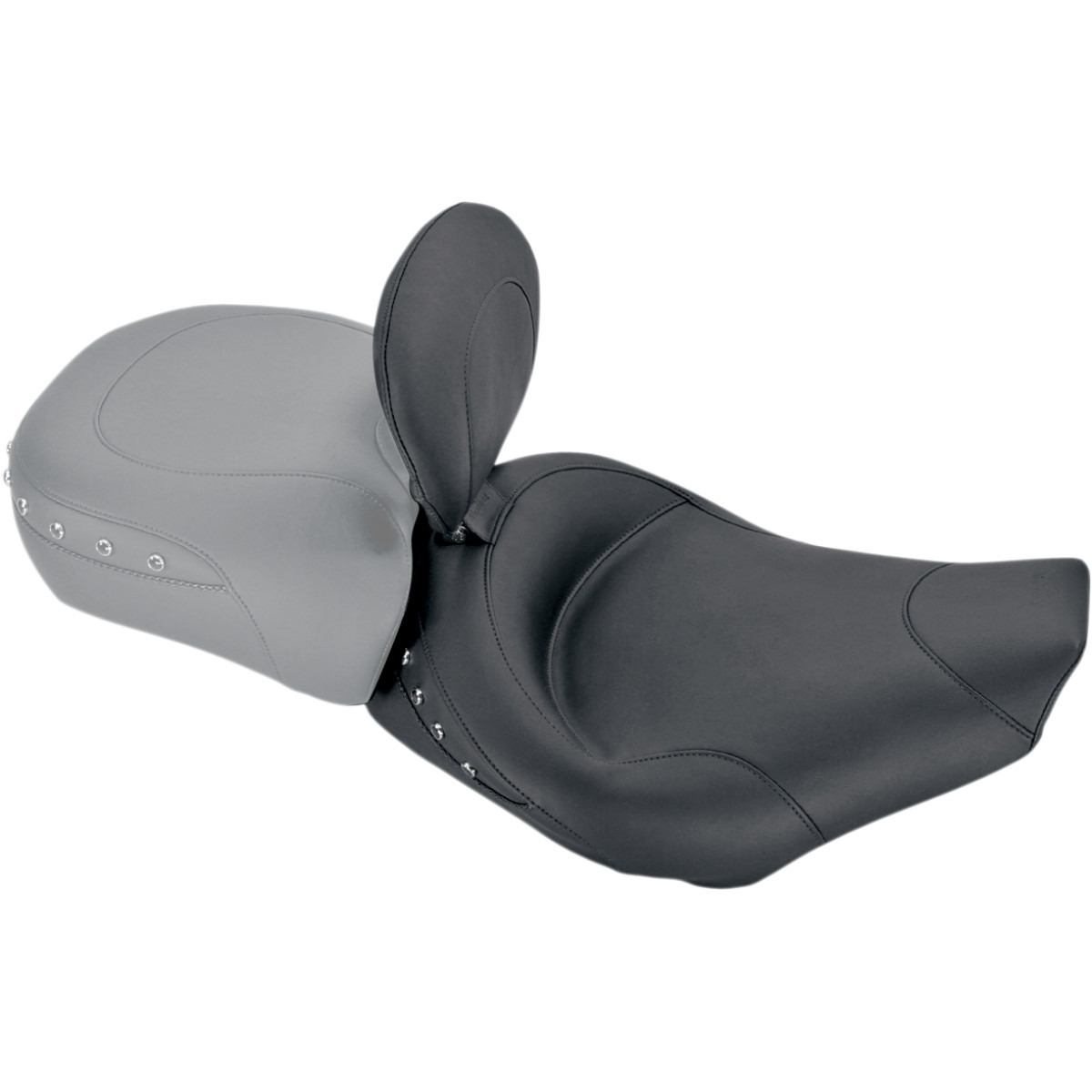 Mustang #79102 - Wide Solo Seat - With Backrest - Black - Studded w/ Concho - Road King '97-'07