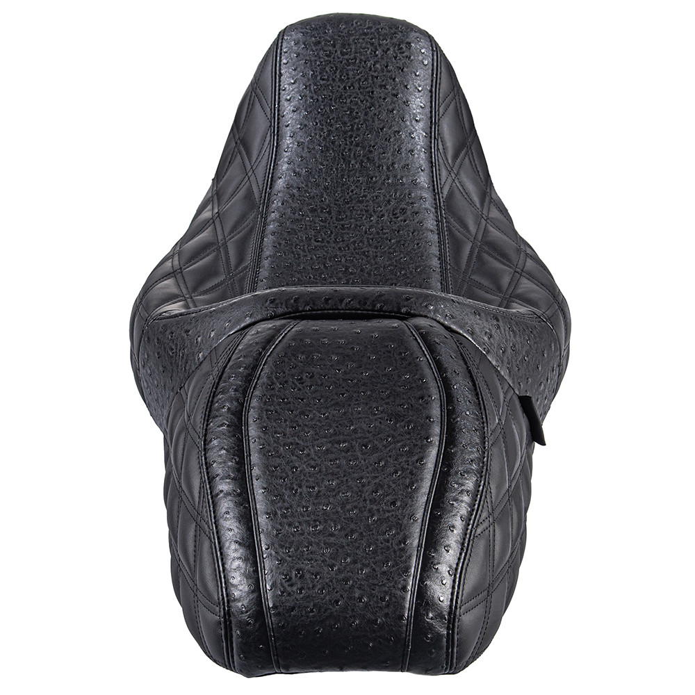 Raptor Seat with Black Diamond Stitching & Ostrich Leather for 08 up Harley Touring