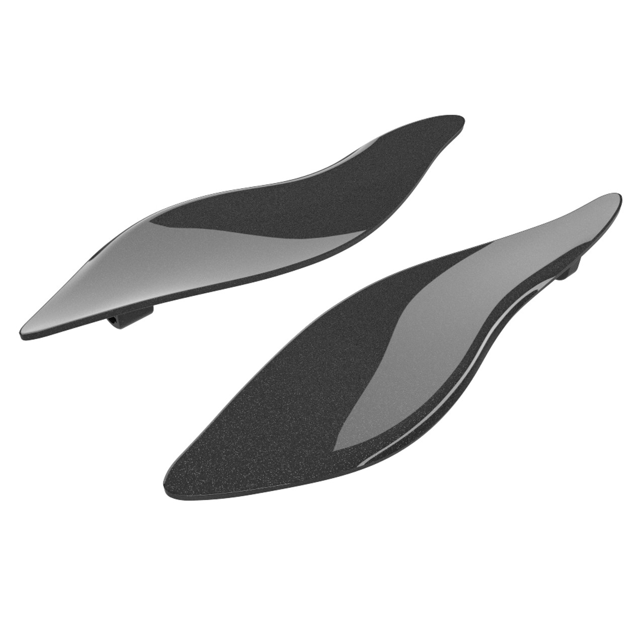 Advanblack Black Quartz Adjustable Fairing Air Deflectors for 2014+ Harley Batwing