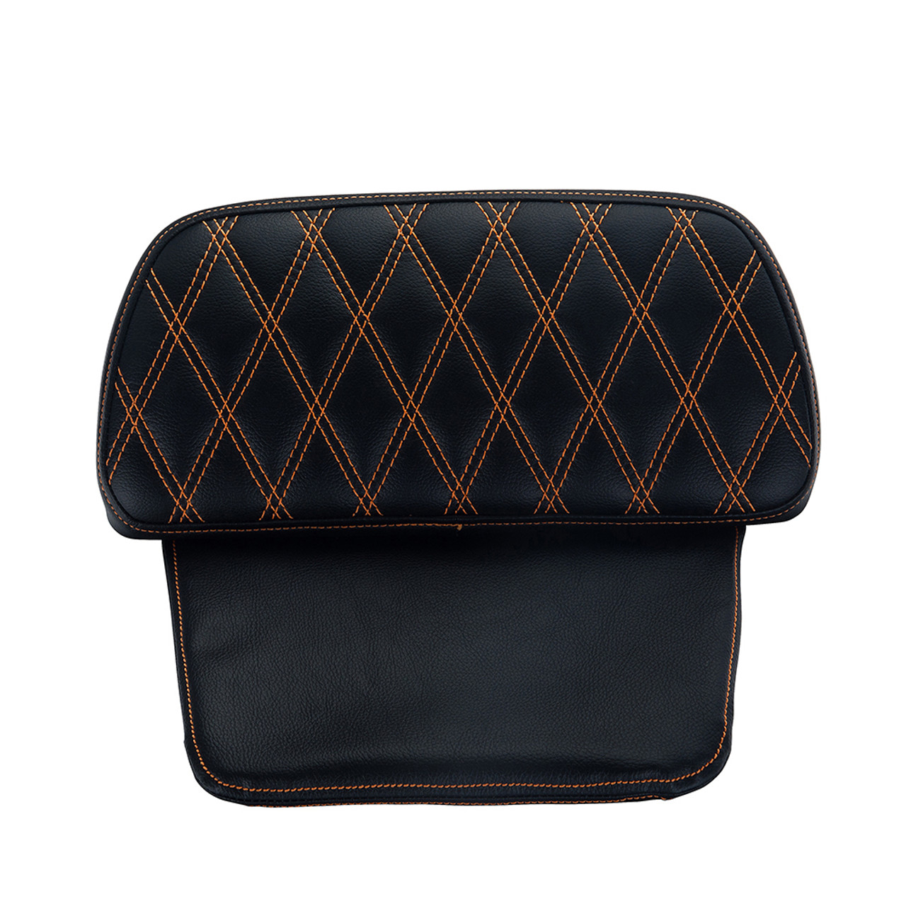 Advanblack Orange Diamond Pattern Stitching Chopped Tour Pack Cushion Razor Backrest Pillow Pad For 2014-2018 Harley Tour-Pak Luggage