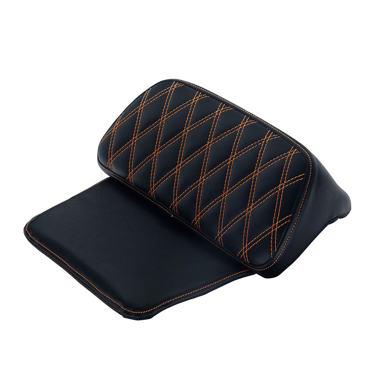 Advanblack Orange Diamond Pattern Stitching Chopped Tour Pack Cushion Razor Backrest Pillow Pad For 2014-2018 Harley Tour-Pak Luggage