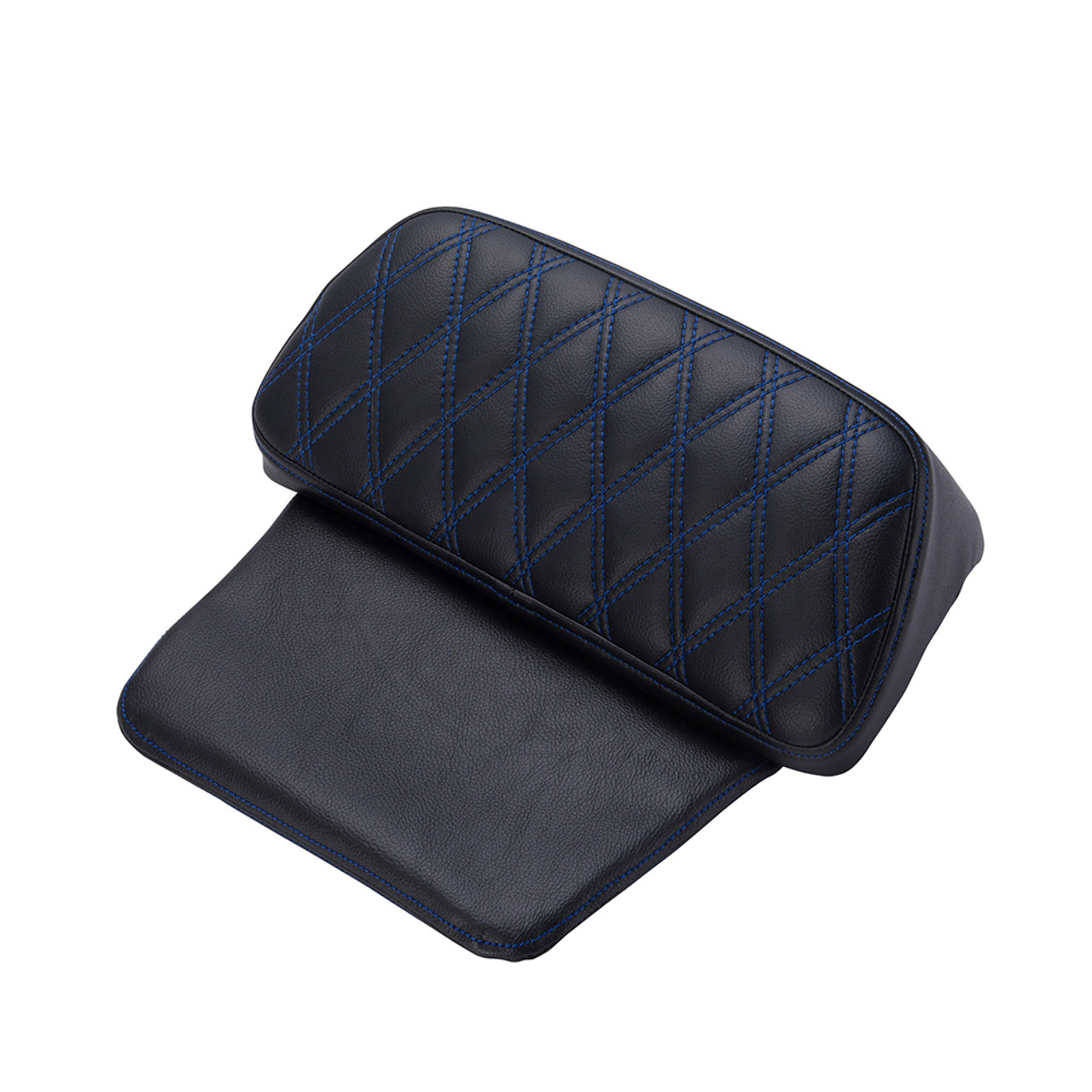 Advanblack Blue Diamond Pattern Stitching Chopped Tour Pack Cushion Razor Backrest Pillow Pad For 2014-2018 Harley Tour-Pak Luggage