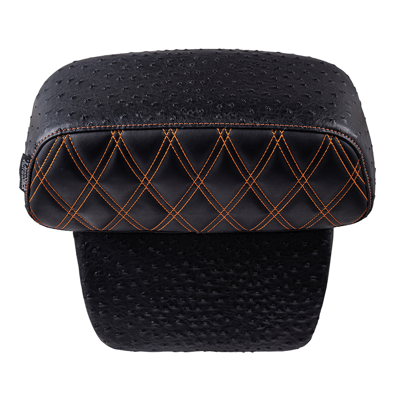 Raptor Small Backrest Pad with Orange Custom Stitching for Harley Touring Models