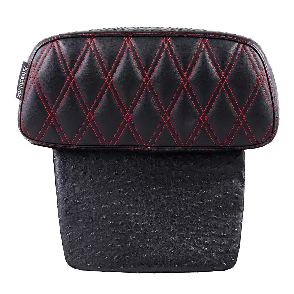 Raptor Small Backrest Pad with Red Custom Stitching for Harley Touring Models