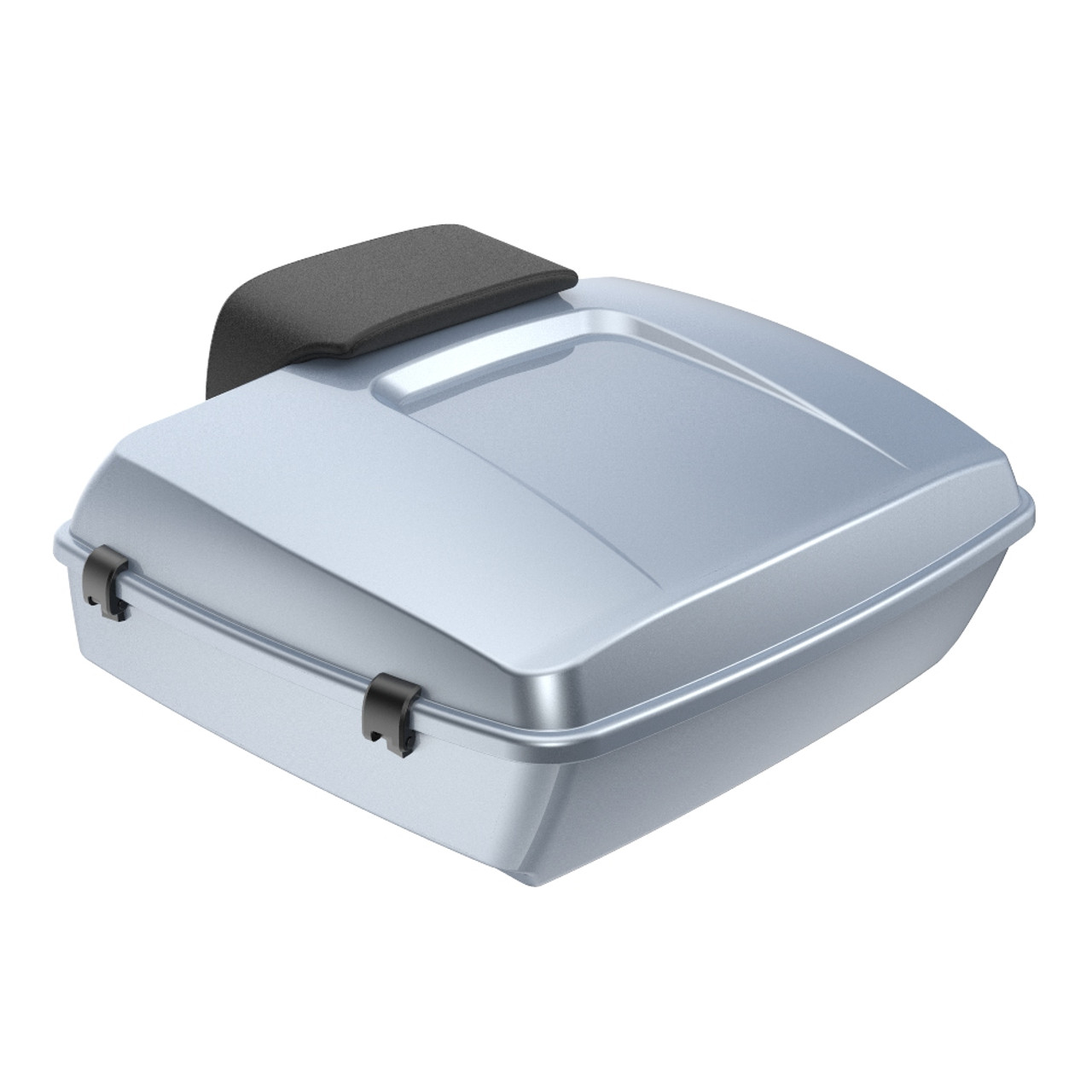 Advanblack Barracuda Silver (Glossy) Chopped Tour Pack Pad Luggage Trunk For 97-21 Harley Davidson Touring Street Electra Road Glide